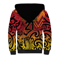 New Zealand Rangatira Custom Sherpa Hoodie Red and Gold Niho Taniwha Maori Tribal