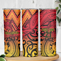 New Zealand Rangatira Custom Skinny Tumbler Red and Gold Niho Taniwha Maori Tribal LT9 - Polynesian Pride