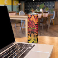 New Zealand Rangatira Custom Skinny Tumbler Red and Gold Niho Taniwha Maori Tribal LT9 - Polynesian Pride