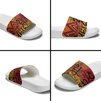 New Zealand Rangatira Custom Slide Sandals Red and Gold Niho Taniwha Maori Tribal - Polynesian Pride