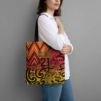 New Zealand Rangatira Custom Tote Bag Red and Gold Niho Taniwha Maori Tribal - Polynesian Pride