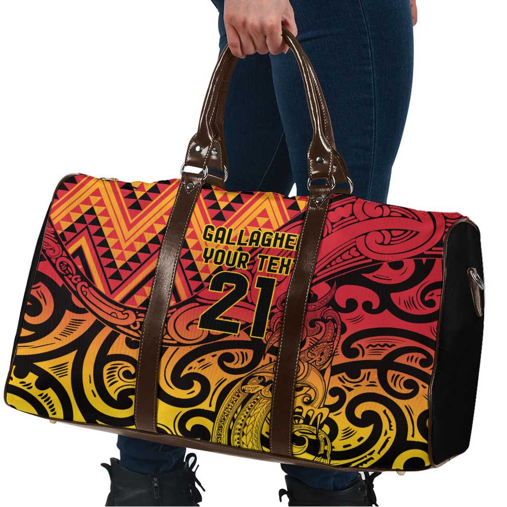 New Zealand Rangatira Custom Travel Bag Red and Gold Niho Taniwha Maori Tribal - Polynesian Pride