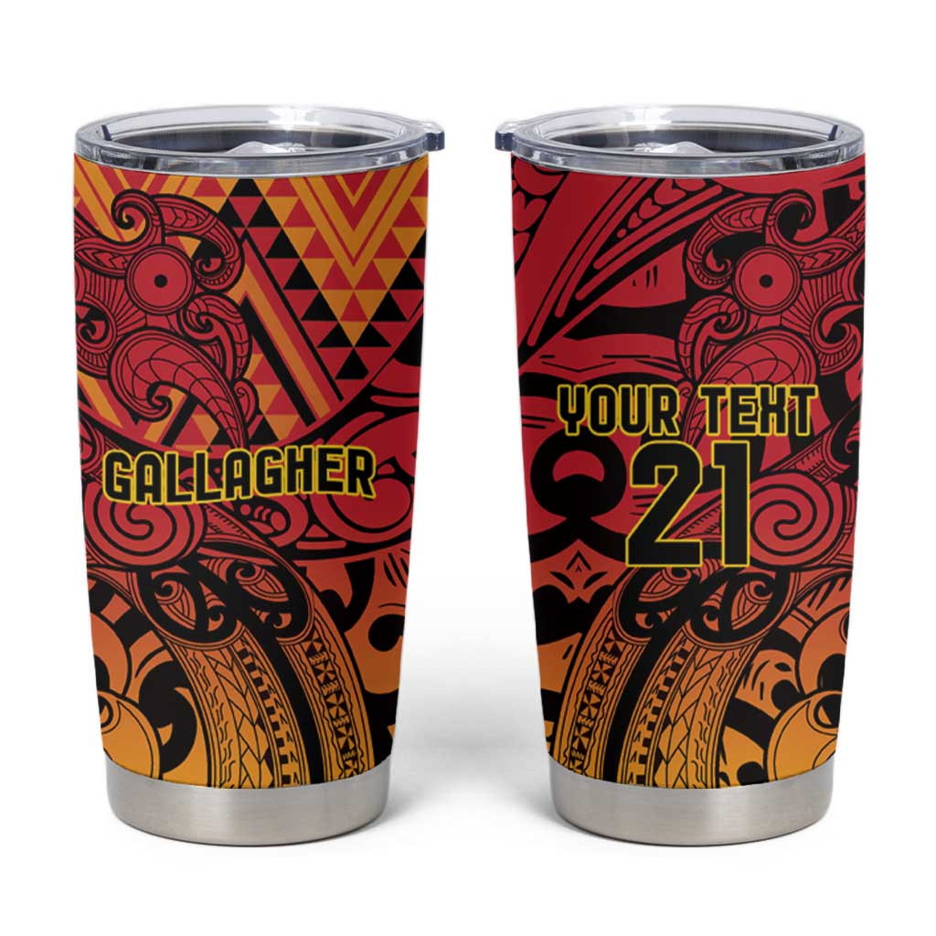 New Zealand Rangatira Custom Tumbler Cup Red and Gold Niho Taniwha Maori Tribal LT9 Gold - Polynesian Pride