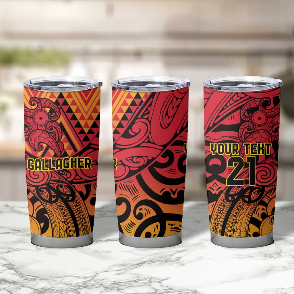 New Zealand Rangatira Custom Tumbler Cup Red and Gold Niho Taniwha Maori Tribal LT9 - Polynesian Pride