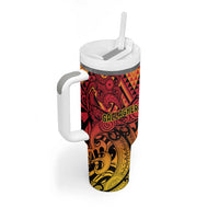 New Zealand Rangatira Custom Tumbler With Handle Red and Gold Niho Taniwha Maori Tribal LT9 - Polynesian Pride