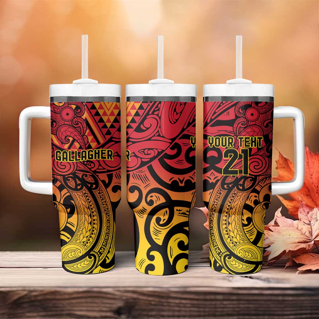 New Zealand Rangatira Custom Tumbler With Handle Red and Gold Niho Taniwha Maori Tribal LT9 - Polynesian Pride