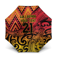 New Zealand Rangatira Custom Umbrella Red and Gold Niho Taniwha Maori Tribal - Polynesian Pride