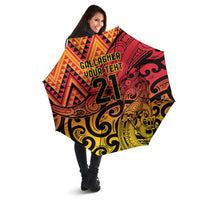 New Zealand Rangatira Custom Umbrella Red and Gold Niho Taniwha Maori Tribal - Polynesian Pride