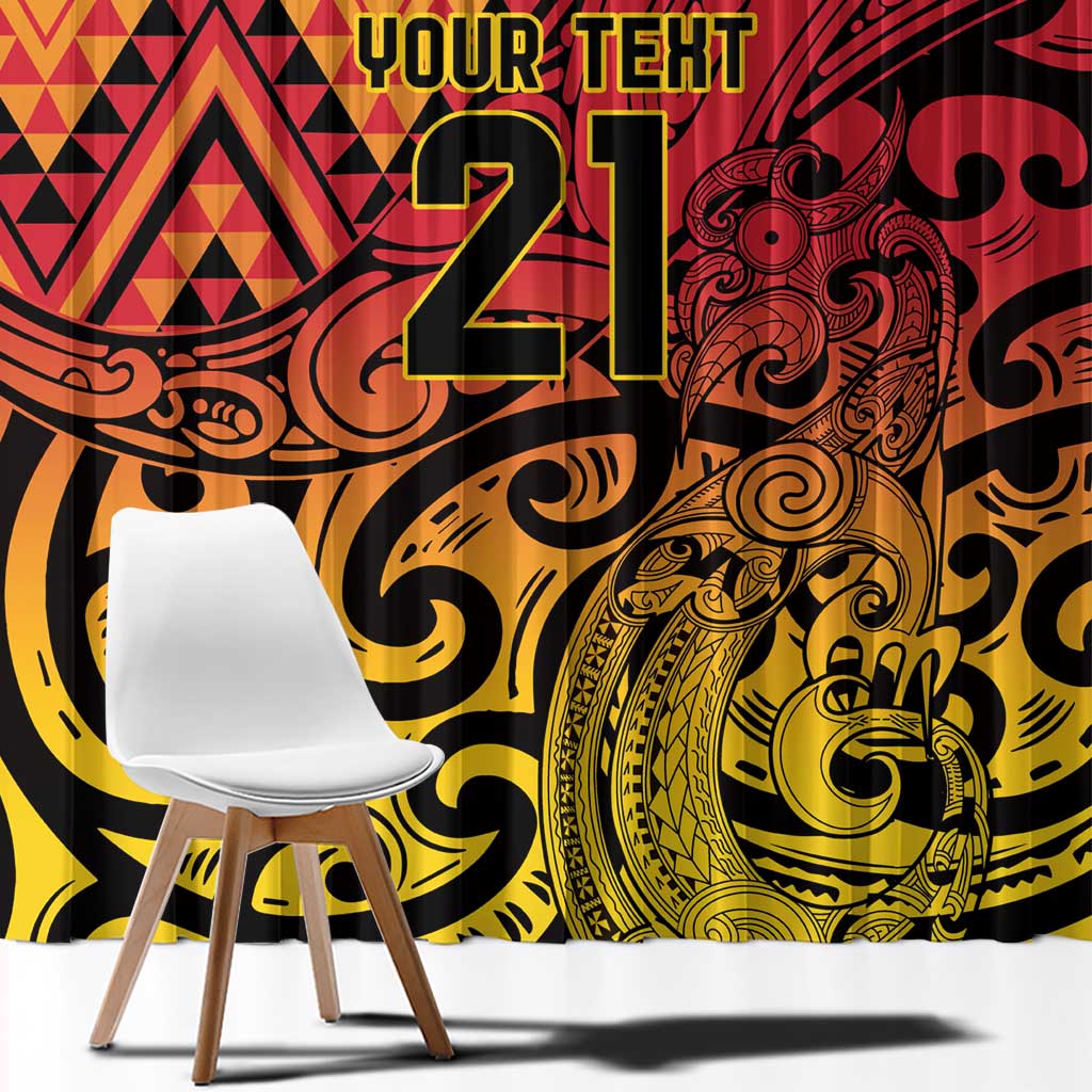 New Zealand Rangatira Custom Window Curtain Red and Gold Niho Taniwha Maori Tribal LT9 - Polynesian Pride