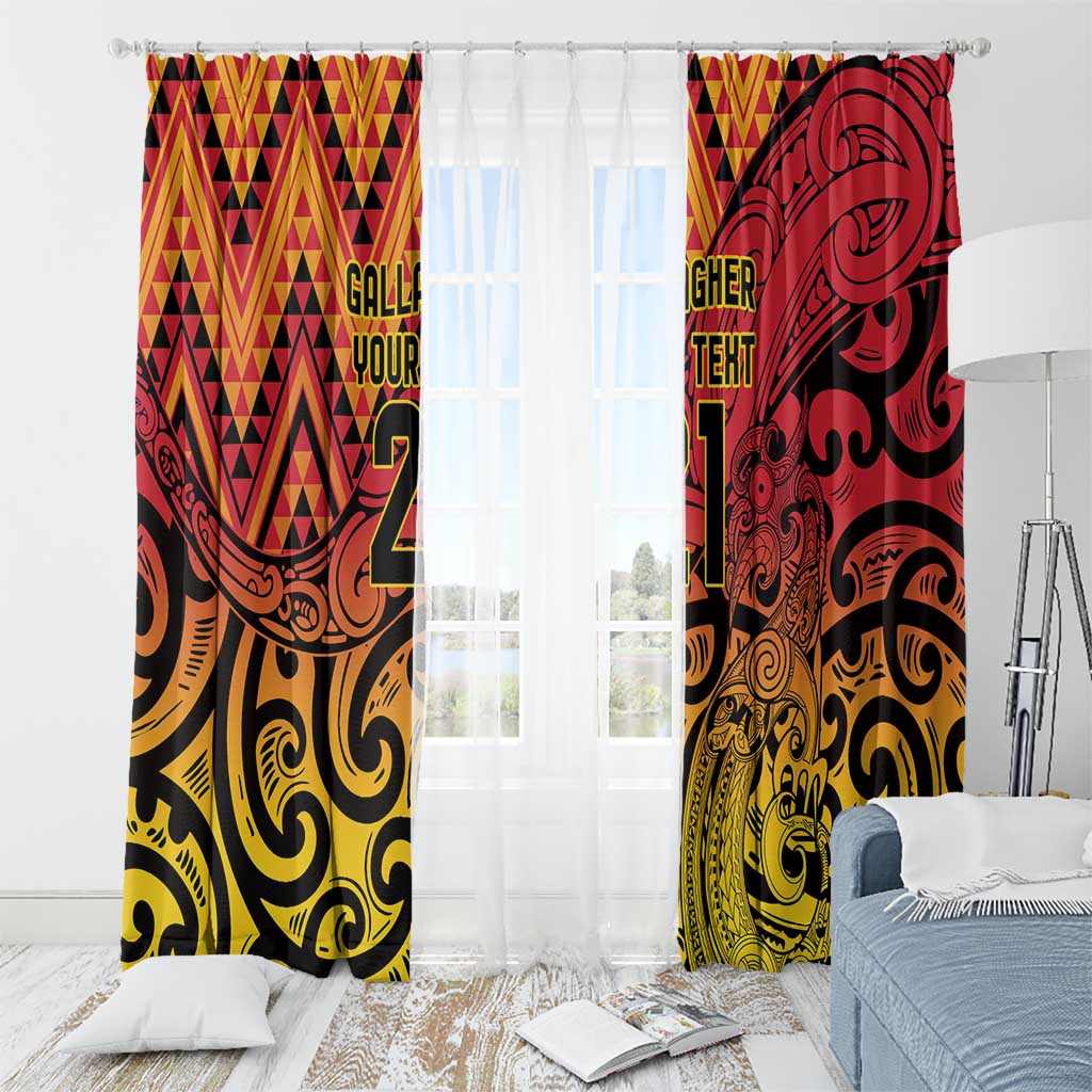 New Zealand Rangatira Custom Window Curtain Red and Gold Niho Taniwha Maori Tribal LT9 - Polynesian Pride