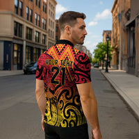 New Zealand Rangatira Custom Zipper Polo Shirt Red and Gold Niho Taniwha Maori Tribal - Polynesian Pride