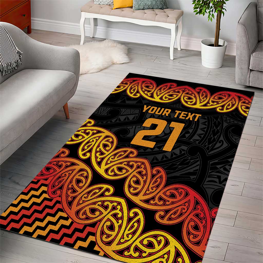 New Zealand Rugby Pacific Custom Area Rug Rangatira Maori Kowhaiwhai Pattern LT9 - Polynesian Pride