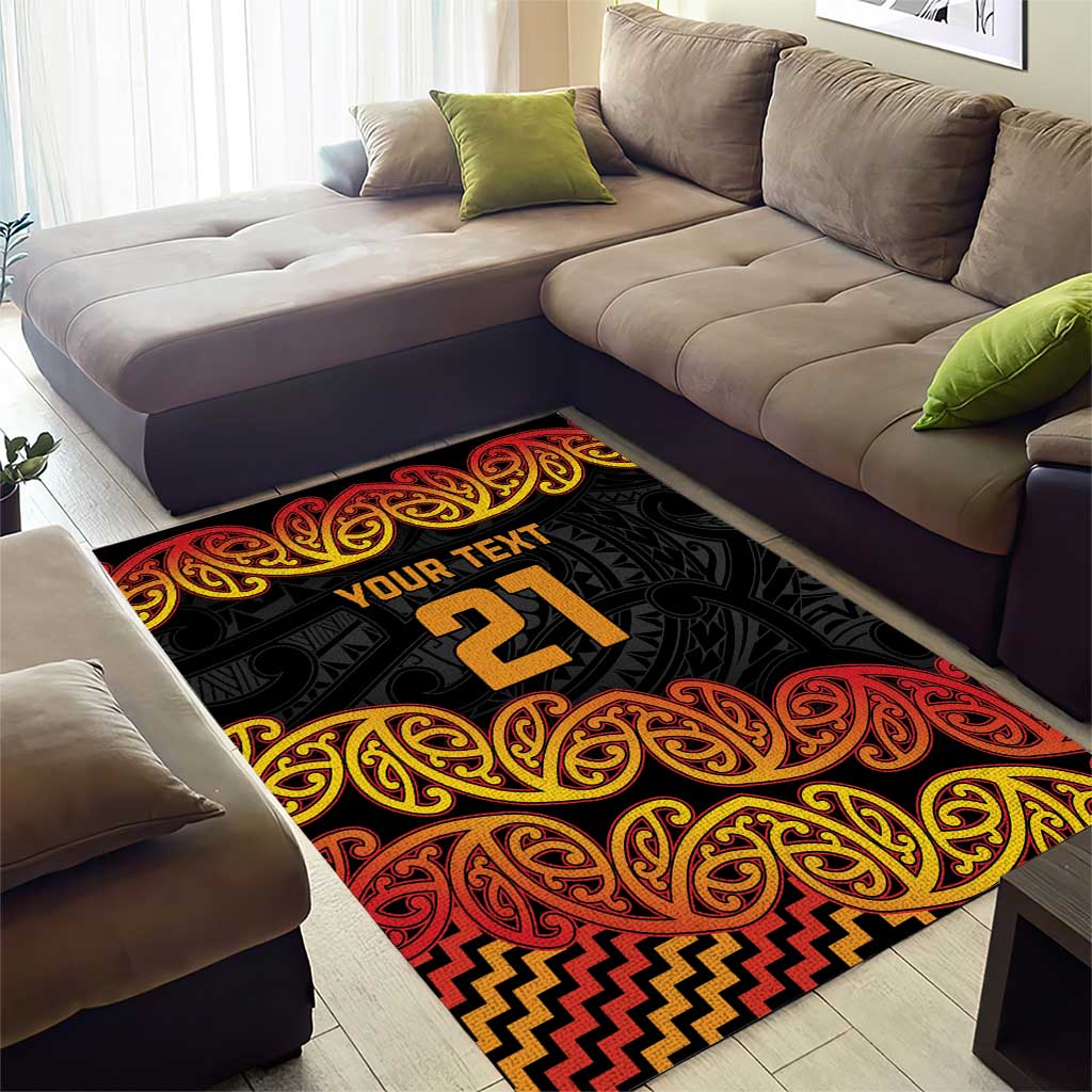 New Zealand Rugby Pacific Custom Area Rug Rangatira Maori Kowhaiwhai Pattern LT9 - Polynesian Pride