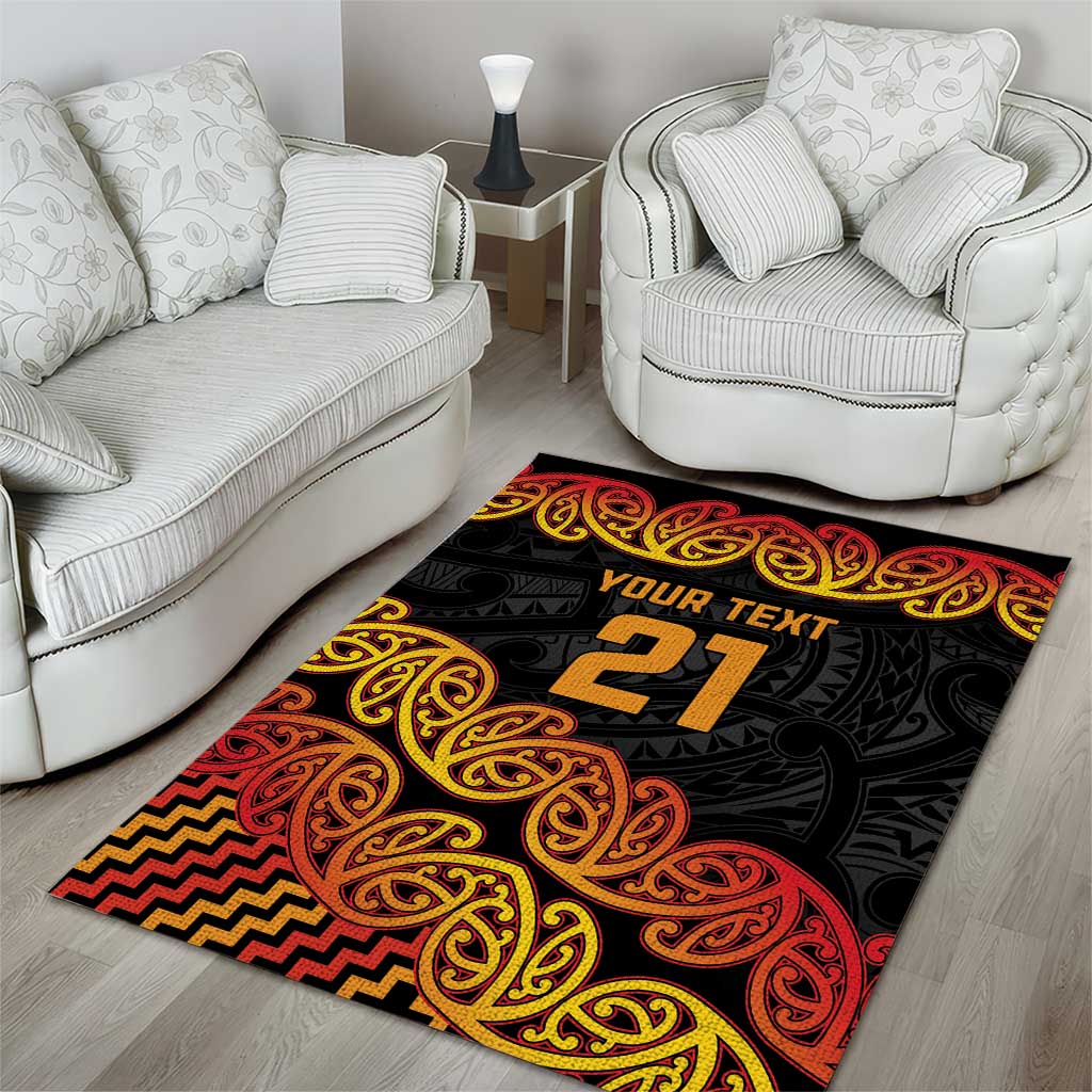 New Zealand Rugby Pacific Custom Area Rug Rangatira Maori Kowhaiwhai Pattern LT9 - Polynesian Pride