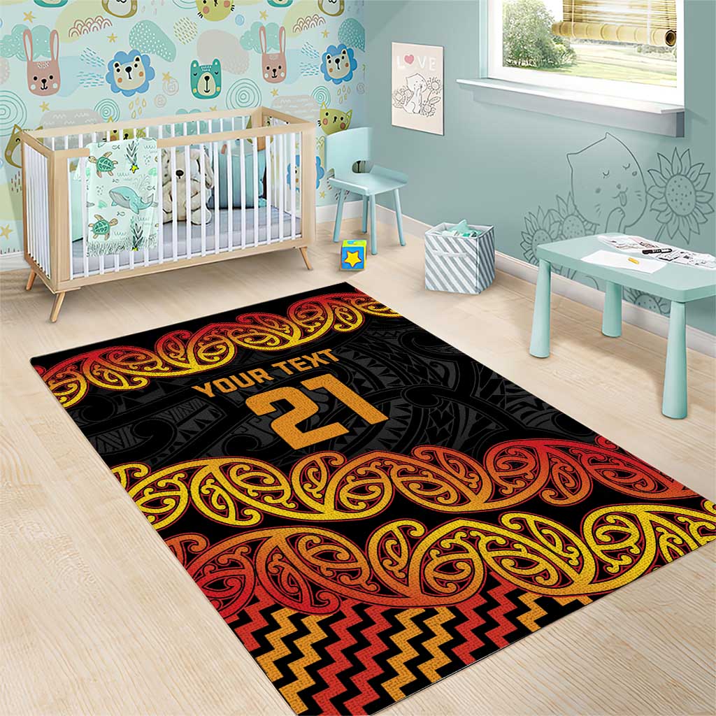 New Zealand Rugby Pacific Custom Area Rug Rangatira Maori Kowhaiwhai Pattern LT9 - Polynesian Pride