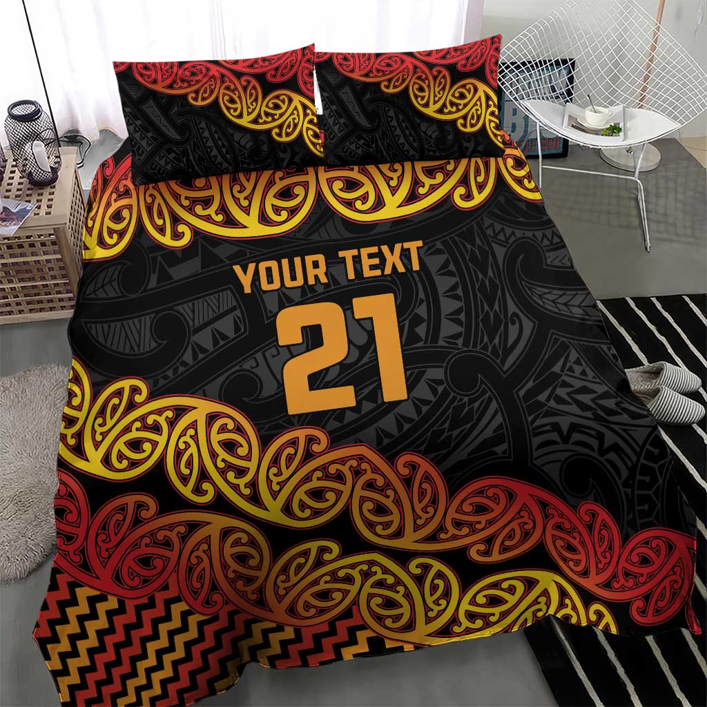 New Zealand Rugby Pacific Custom Bedding Set Rangatira Maori Kowhaiwhai Pattern