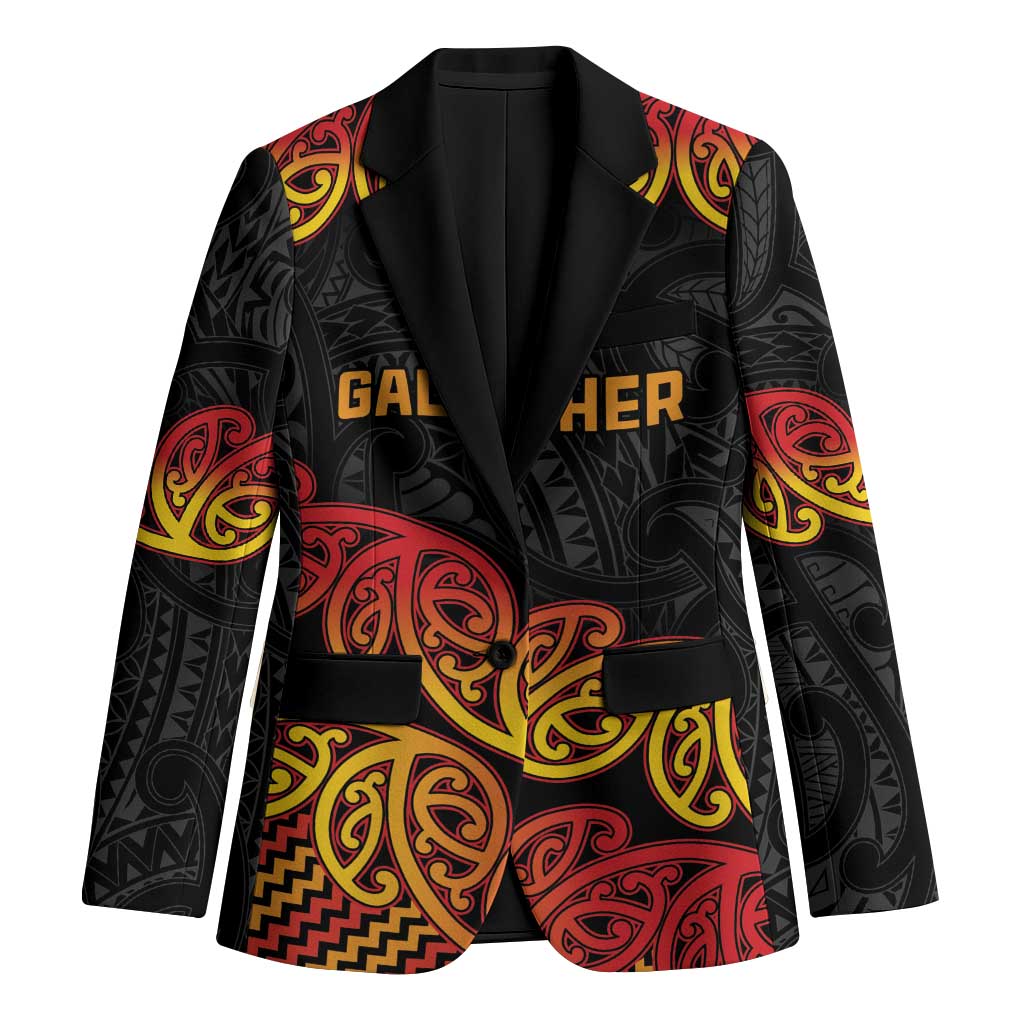 New Zealand Rugby Pacific Custom Blazer Rangatira Maori Kowhaiwhai Pattern LT9 Unisex Gold - Polynesian Pride