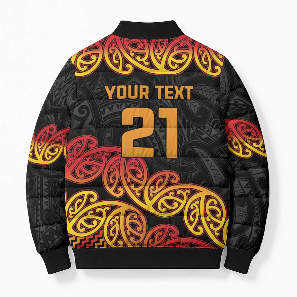 New Zealand Rugby Pacific Custom Bomber Puffer Jacket Rangatira Maori Kowhaiwhai Pattern - Polynesian Pride