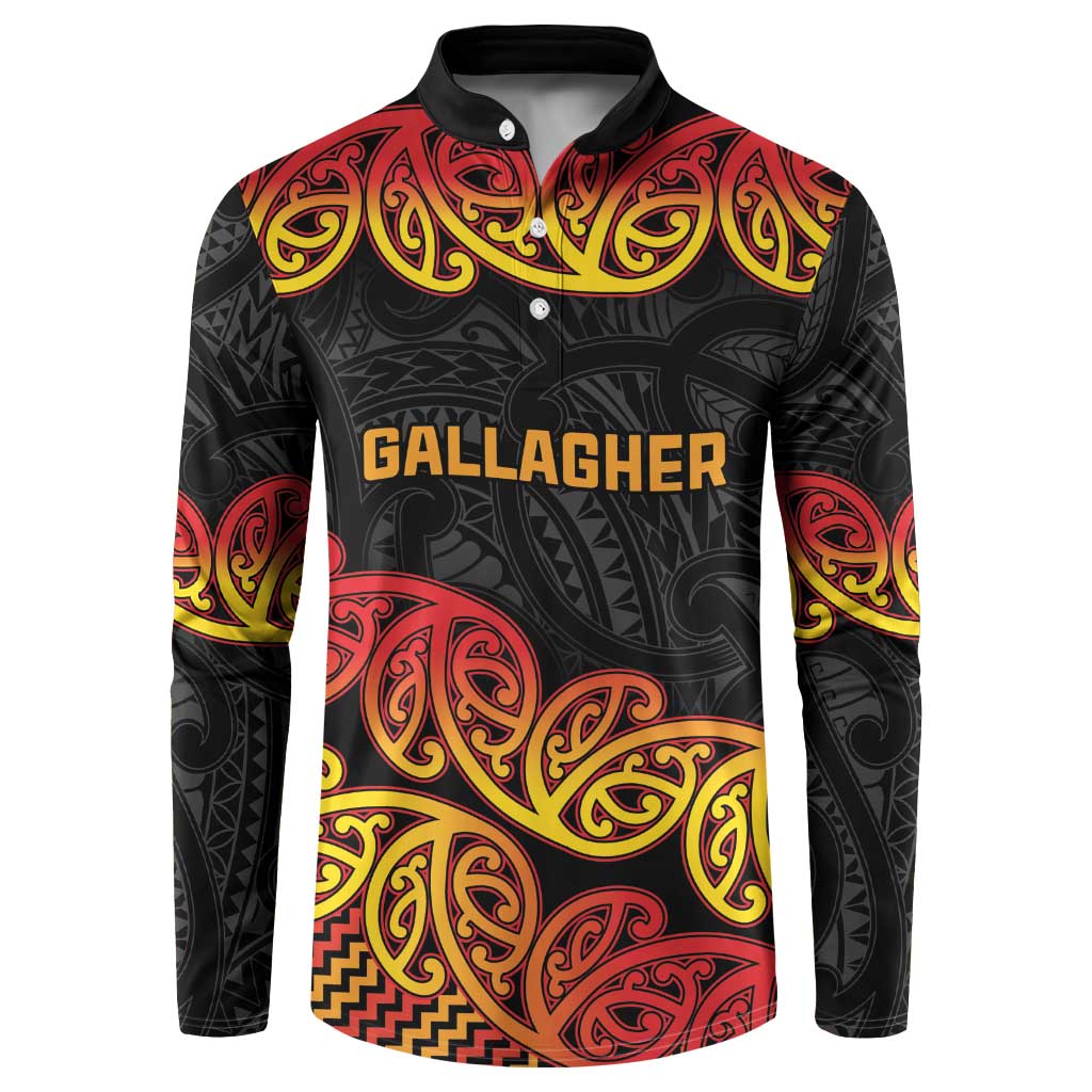 New Zealand Rugby Pacific Custom Button Sweatshirt Rangatira Maori Kowhaiwhai Pattern