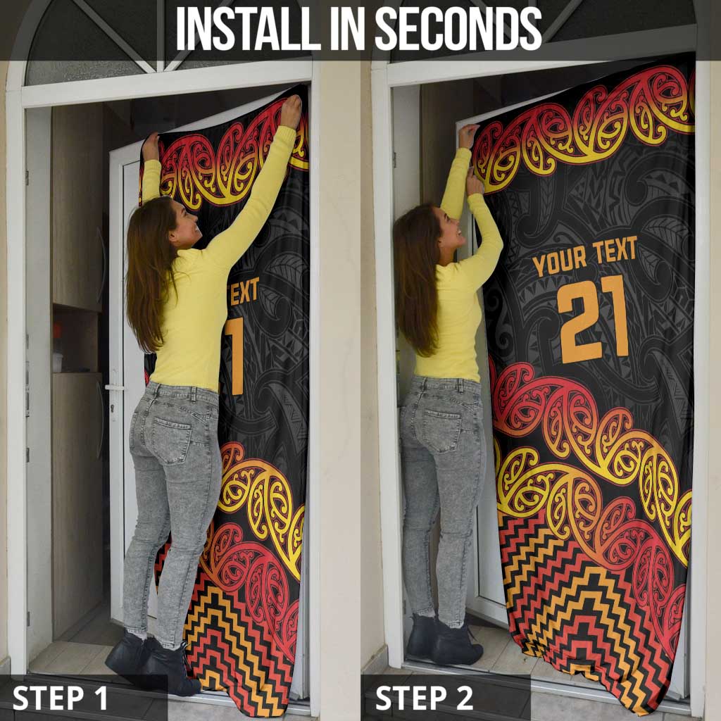 New Zealand Rugby Pacific Custom Door Cover Rangatira Maori Kowhaiwhai Pattern - Polynesian Pride