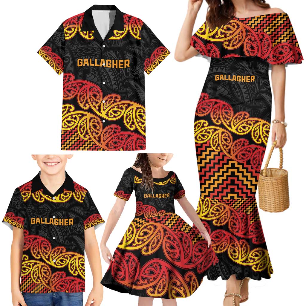 New Zealand Rugby Pacific Custom Family Matching Mermaid Dress and Hawaiian Shirt Rangatira Maori Kowhaiwhai Pattern
