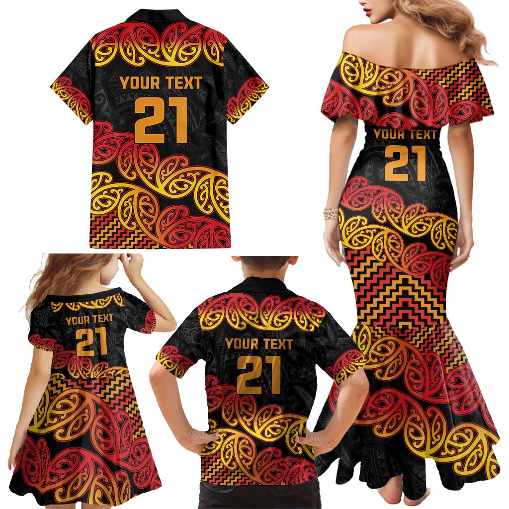 New Zealand Rugby Pacific Custom Family Matching Mermaid Dress and Hawaiian Shirt Rangatira Maori Kowhaiwhai Pattern