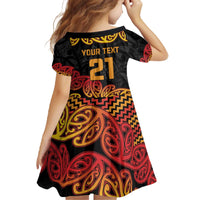New Zealand Rugby Pacific Custom Family Matching Off The Shoulder Long Sleeve Dress and Hawaiian Shirt Rangatira Maori Kowhaiwhai Pattern
