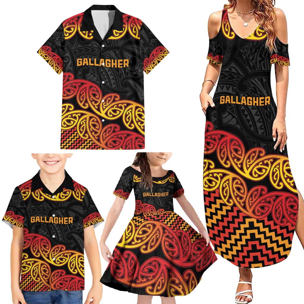New Zealand Rugby Pacific Custom Family Matching Summer Maxi Dress and Hawaiian Shirt Rangatira Maori Kowhaiwhai Pattern