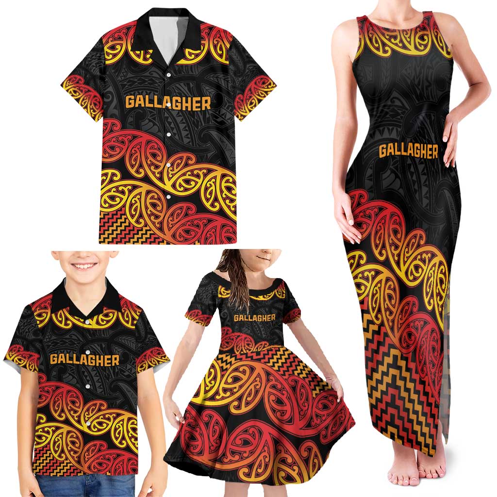 New Zealand Rugby Pacific Custom Family Matching Tank Maxi Dress and Hawaiian Shirt Rangatira Maori Kowhaiwhai Pattern