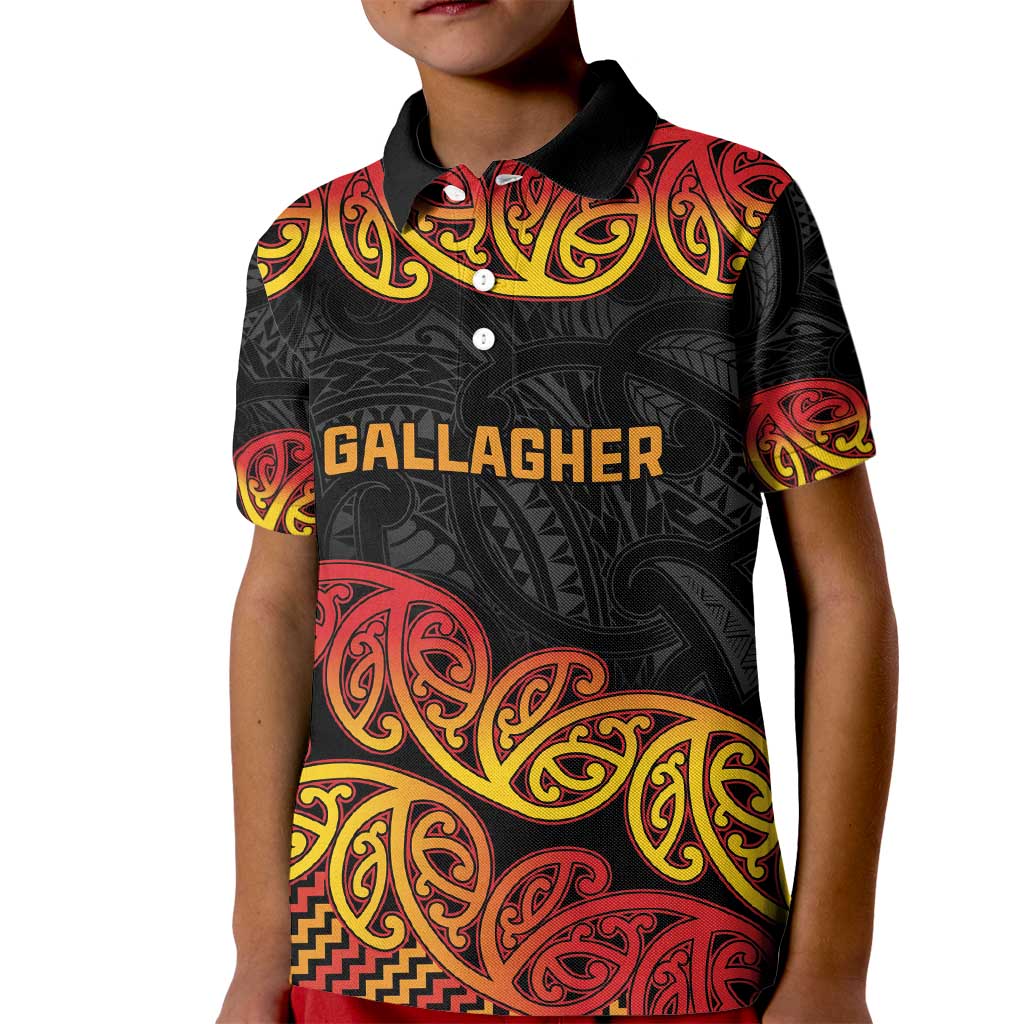 New Zealand Rugby Pacific Custom Kid Polo Shirt Rangatira Maori Kowhaiwhai Pattern
