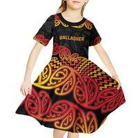 New Zealand Rugby Pacific Custom Kid Short Sleeve Dress Rangatira Maori Kowhaiwhai Pattern