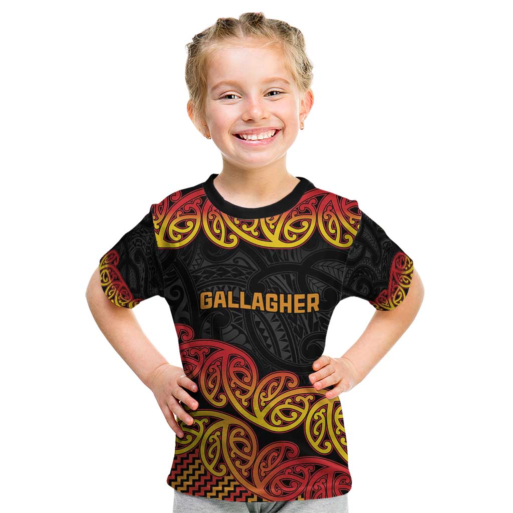 New Zealand Rugby Pacific Custom Kid T Shirt Rangatira Maori Kowhaiwhai Pattern