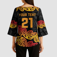 New Zealand Rugby Pacific Custom Kimono Sleeve Blouse Rangatira Maori Kowhaiwhai Pattern - Polynesian Pride