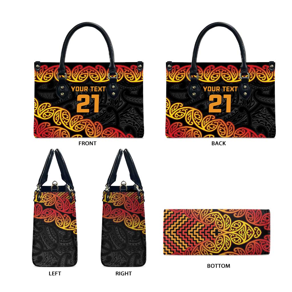 New Zealand Rugby Pacific Custom Leather Bag Rangatira Maori Kowhaiwhai Pattern - Polynesian Pride