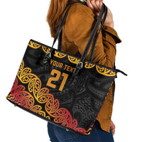 New Zealand Rugby Pacific Custom Leather Tote Bag Rangatira Maori Kowhaiwhai Pattern