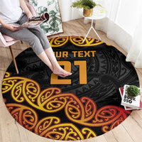 New Zealand Rugby Pacific Custom Round Carpet Rangatira Maori Kowhaiwhai Pattern