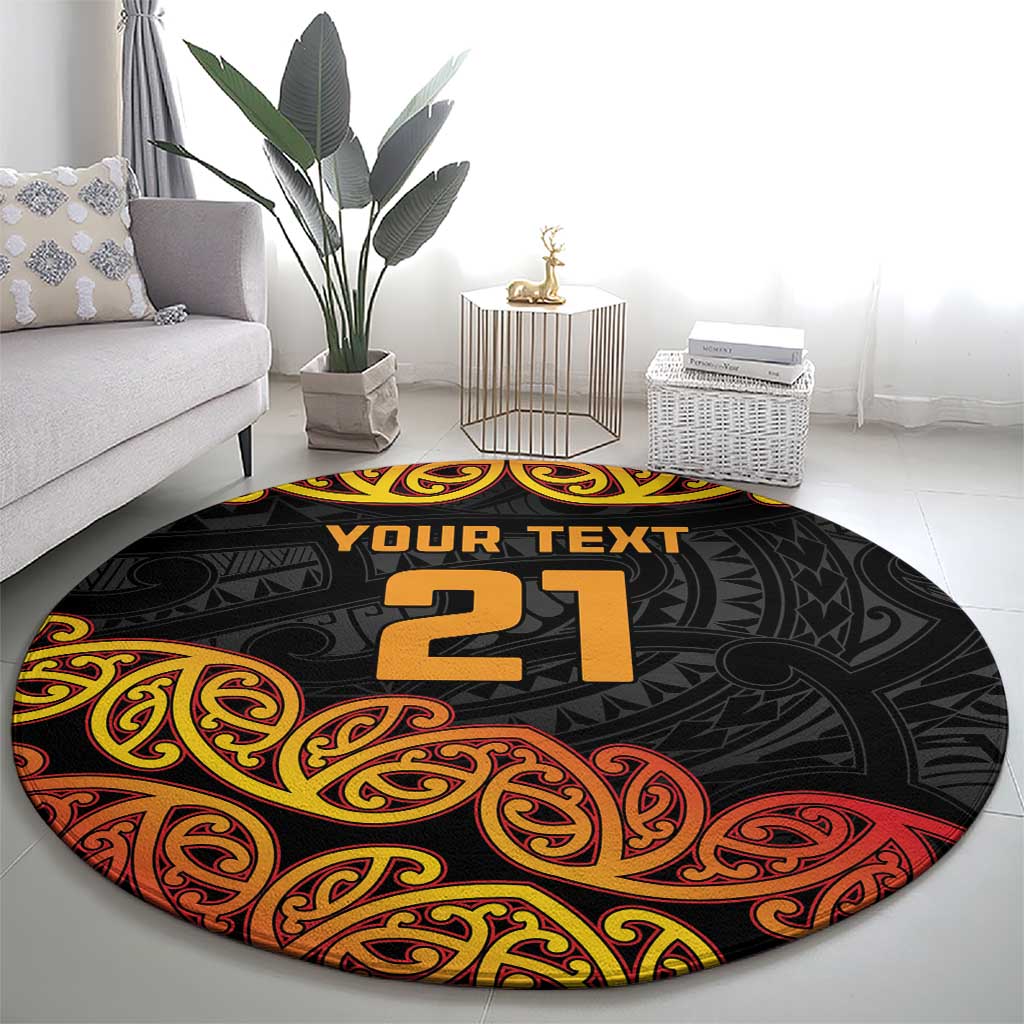 New Zealand Rugby Pacific Custom Round Carpet Rangatira Maori Kowhaiwhai Pattern