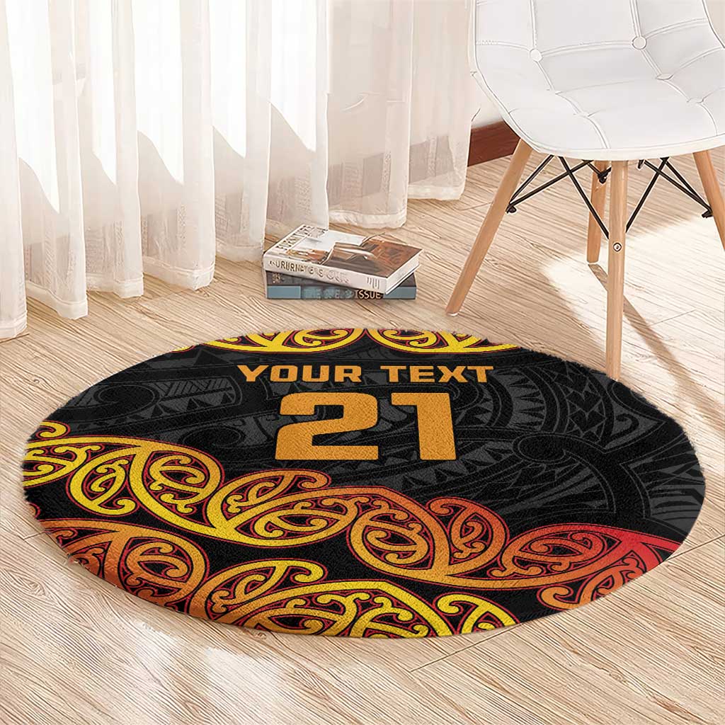 New Zealand Rugby Pacific Custom Round Carpet Rangatira Maori Kowhaiwhai Pattern