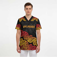 New Zealand Rugby Pacific Custom Scrub Top Rangatira Maori Kowhaiwhai Pattern - Polynesian Pride