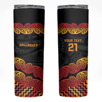 New Zealand Rugby Pacific Custom Skinny Tumbler Rangatira Maori Kowhaiwhai Pattern LT9 Gold - Polynesian Pride