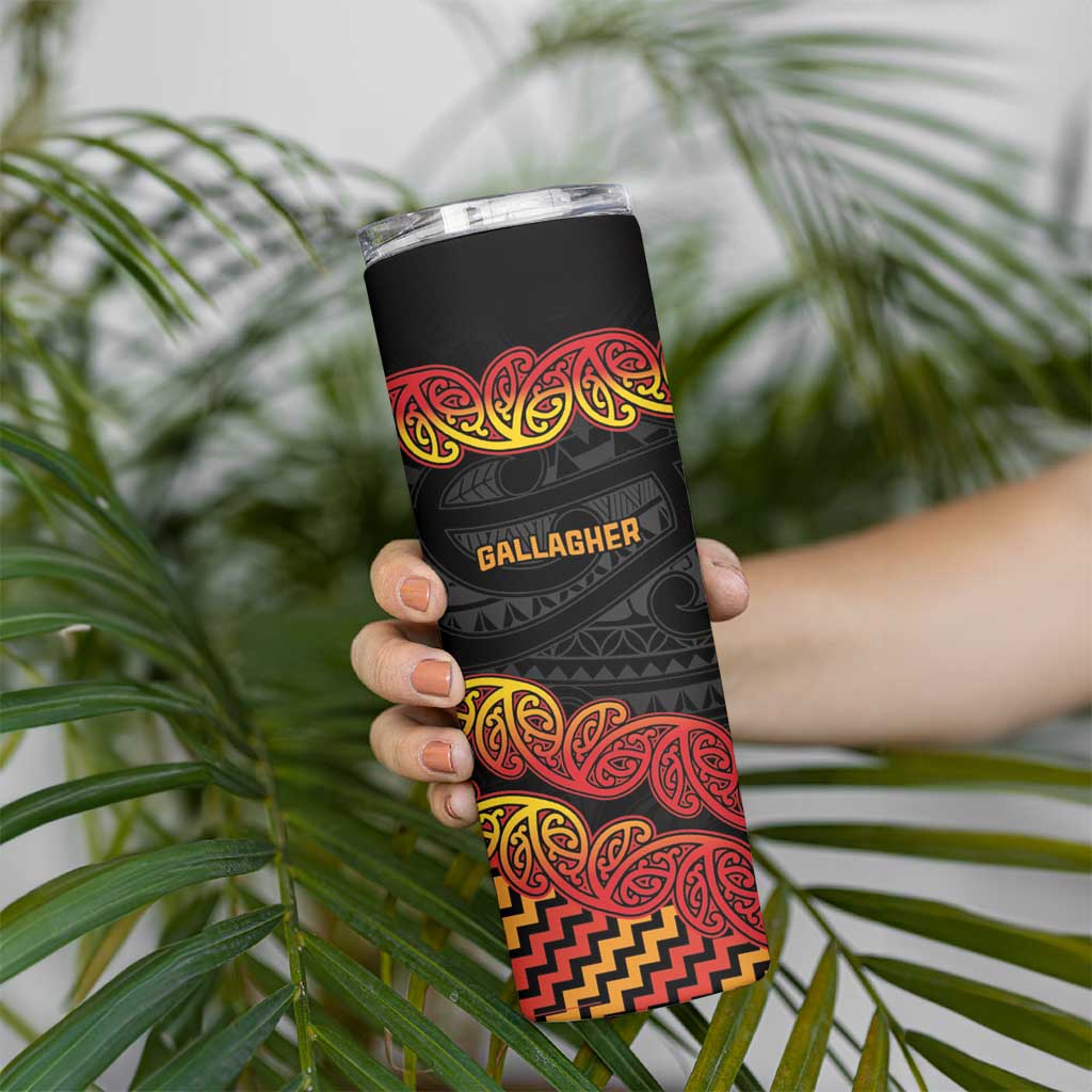 New Zealand Rugby Pacific Custom Skinny Tumbler Rangatira Maori Kowhaiwhai Pattern LT9 - Polynesian Pride