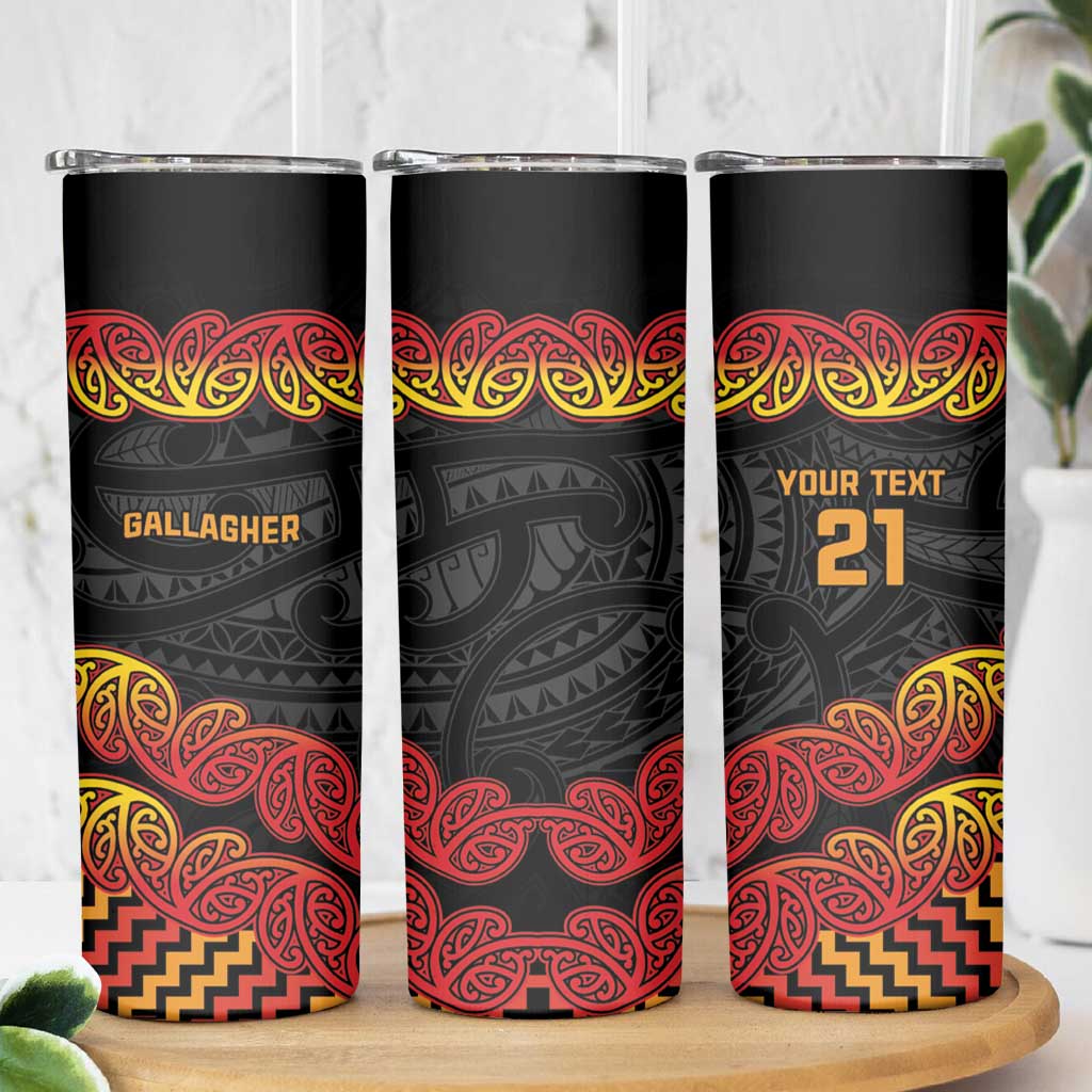 New Zealand Rugby Pacific Custom Skinny Tumbler Rangatira Maori Kowhaiwhai Pattern LT9 - Polynesian Pride