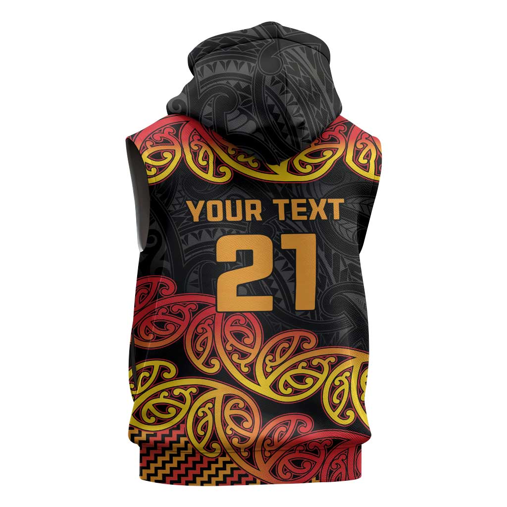 New Zealand Rugby Pacific Custom Sleeveless Zip Hoodie Rangatira Maori Kowhaiwhai Pattern LT9 - Polynesian Pride