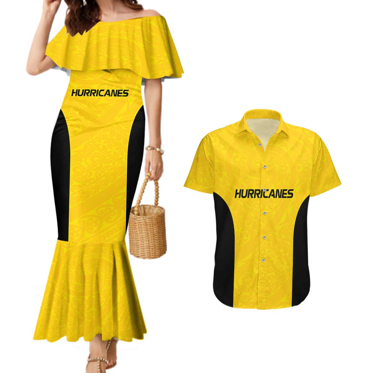 New Zealand Rugby Pacific Custom Couples Matching Mermaid Dress and Hawaiian Shirt Hau Awhiowhio Maori Tribal Tattoo