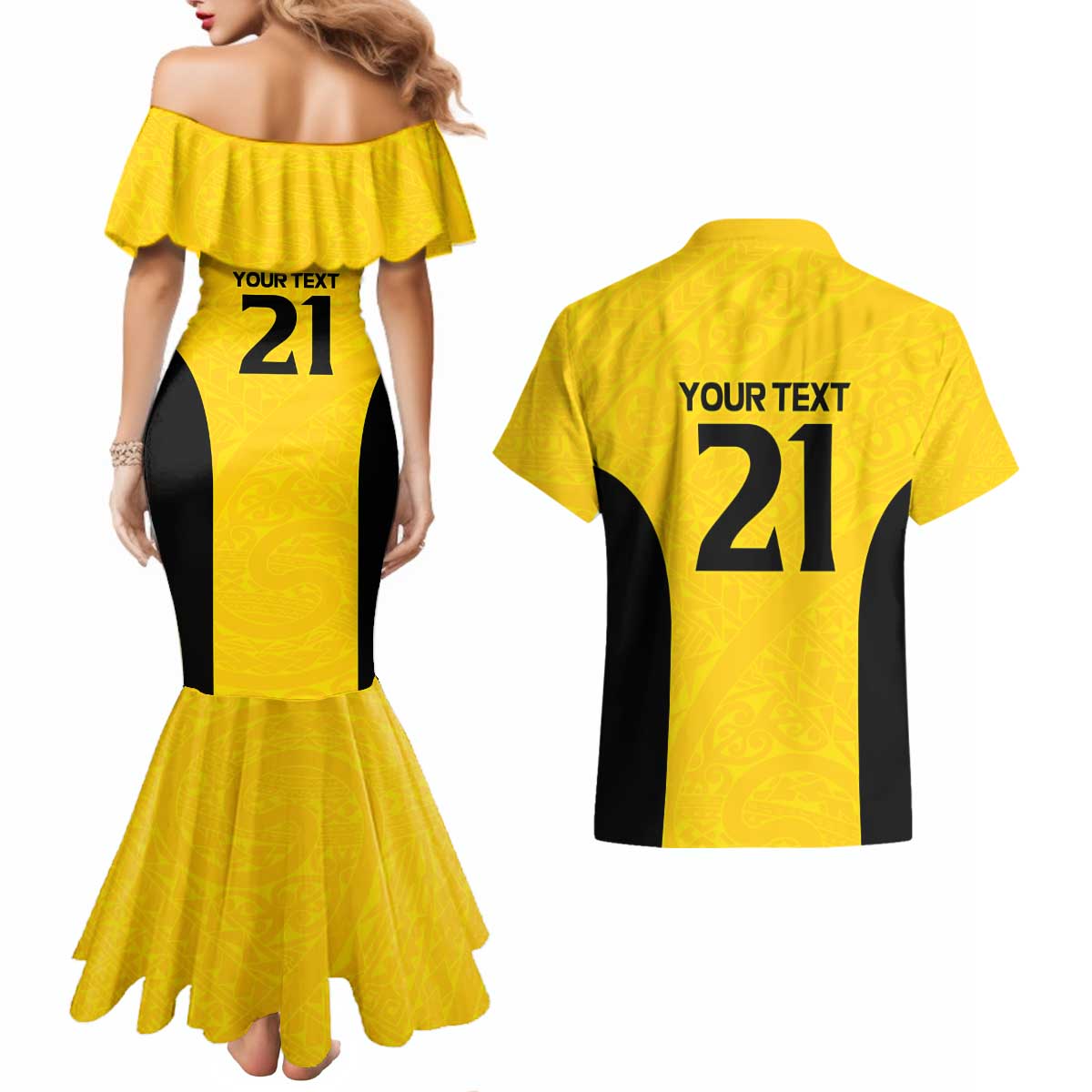 New Zealand Rugby Pacific Custom Couples Matching Mermaid Dress and Hawaiian Shirt Hau Awhiowhio Maori Tribal Tattoo