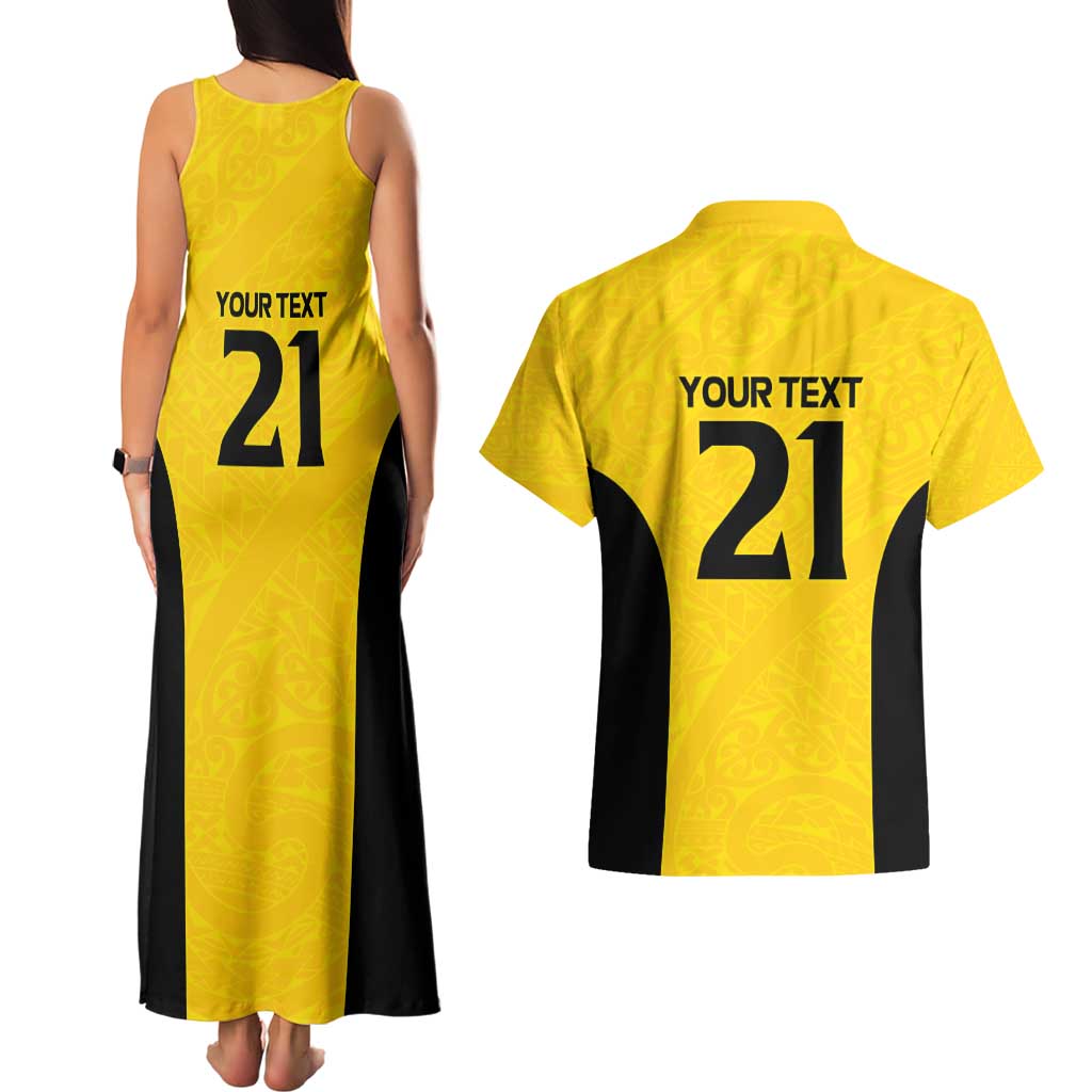 New Zealand Rugby Pacific Custom Couples Matching Tank Maxi Dress and Hawaiian Shirt Hau Awhiowhio Maori Tribal Tattoo