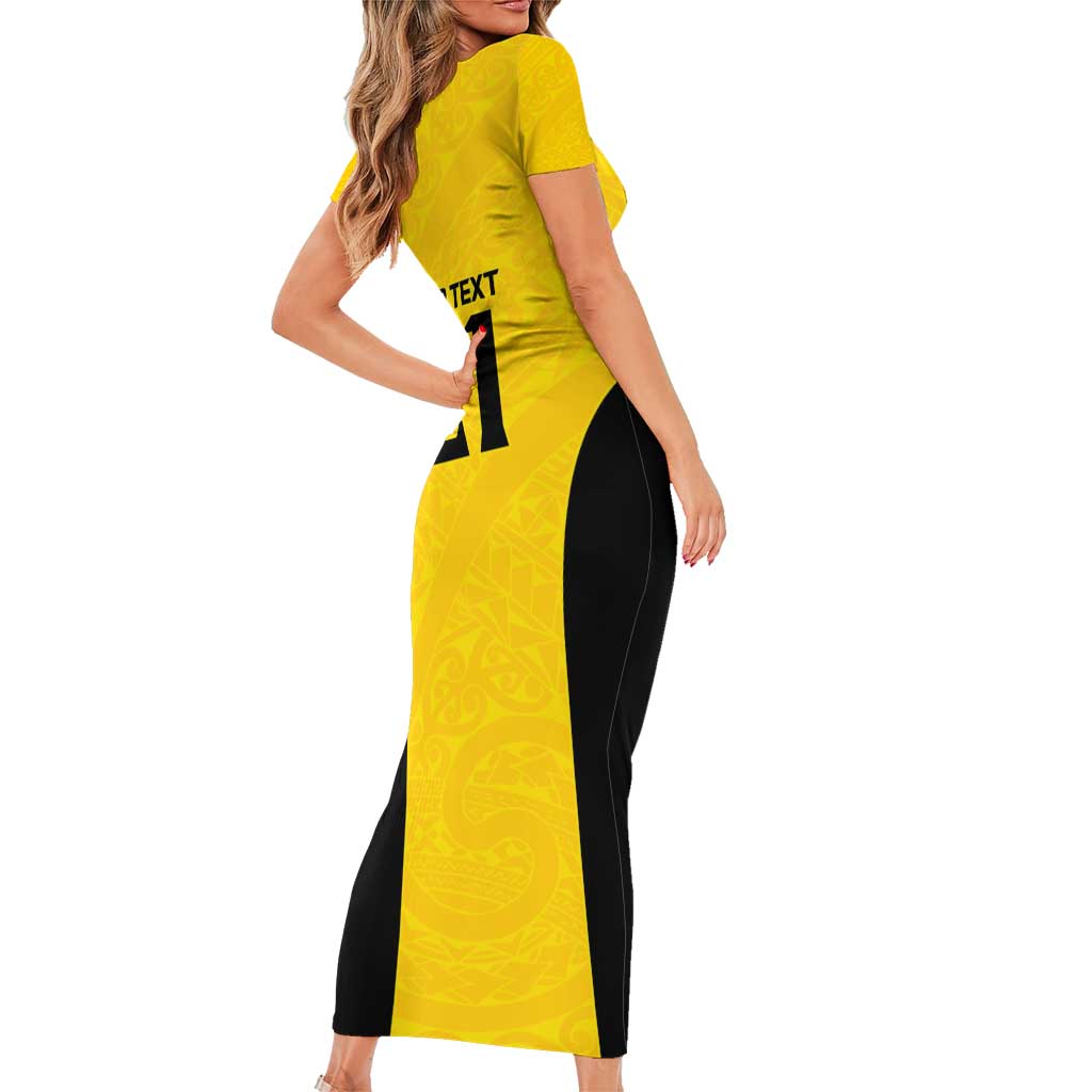 New Zealand Rugby Pacific Custom Family Matching Short Sleeve Bodycon Dress and Hawaiian Shirt Hau Awhiowhio Maori Tribal Tattoo