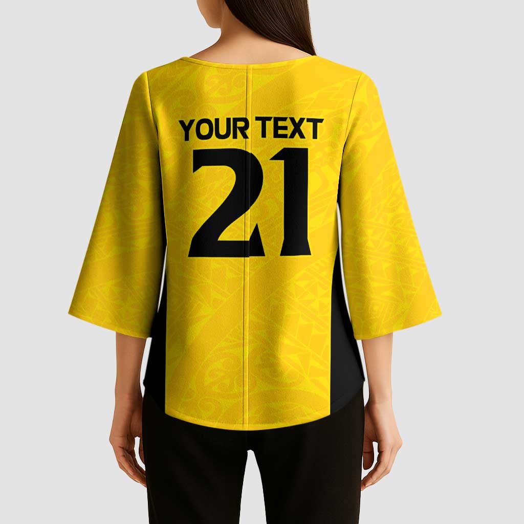 New Zealand Rugby Pacific Custom Kimono Sleeve Blouse Hau Awhiowhio Maori Tribal Tattoo - Polynesian Pride