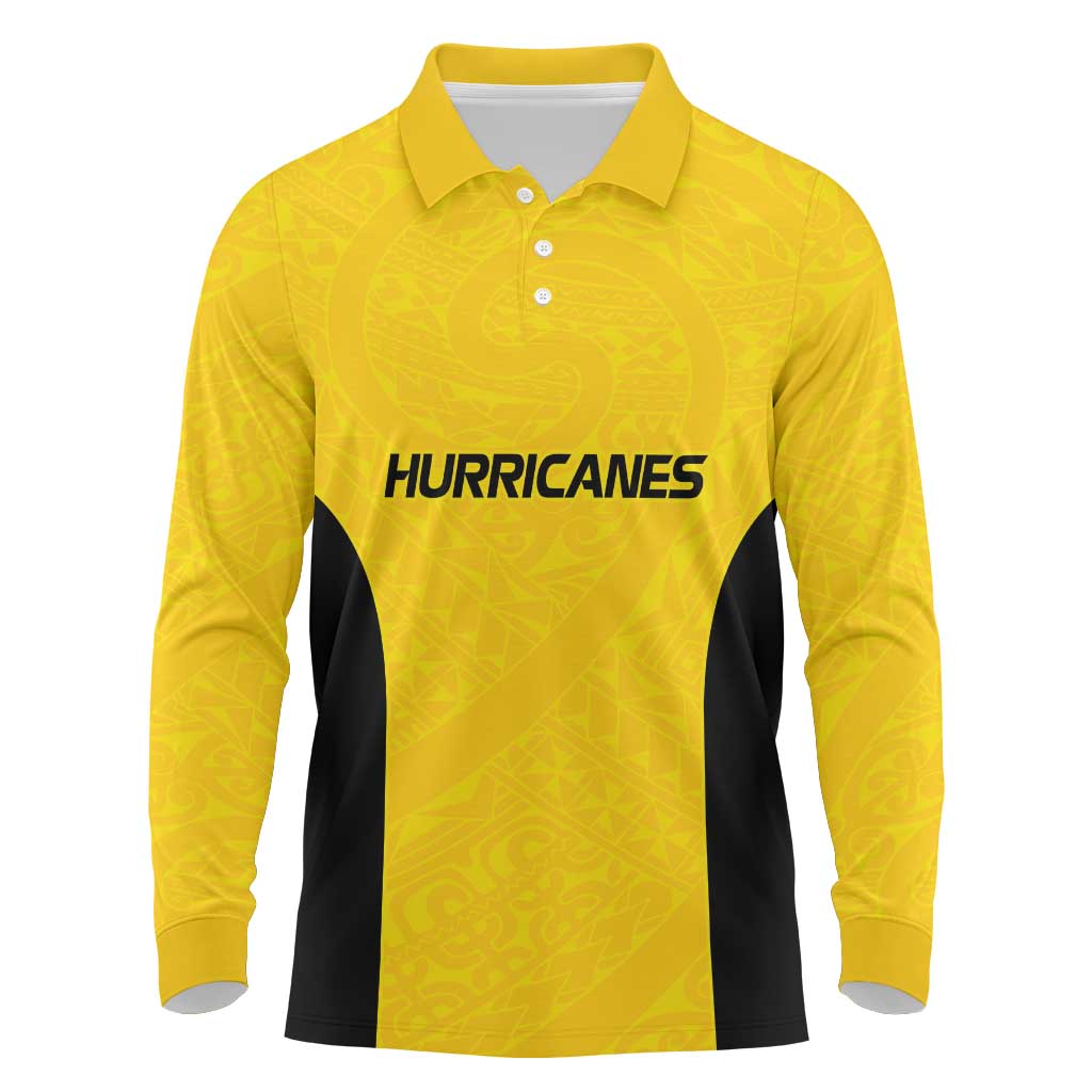 New Zealand Rugby Pacific Custom Long Sleeve Polo Shirt Hau Awhiowhio Maori Tribal Tattoo