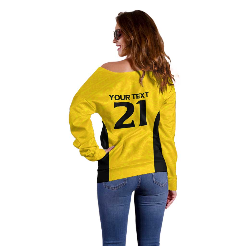 New Zealand Rugby Pacific Custom Off Shoulder Sweater Hau Awhiowhio Maori Tribal Tattoo
